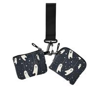 Scream - Portatarjetas colgantes con diseño de fantasmas y estrellas de Halloween para mujer, gran capacidad, monedero, monedero con cremallera, bolsillo para monedas, 2 unidades