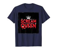Scream Queen: Espeluznante realeza de Halloween para los fanáticos del Terror Camiseta, Hombre, Azul Marino, 3XL