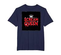 Scream Queen: Espeluznante realeza de Halloween para los fanáticos del Terror Camiseta, Hombre Tallas Grandes, Azul Marino, 3X Alto