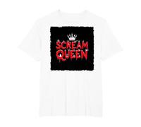 Scream Queen: Espeluznante realeza de Halloween para los fanáticos del Terror Camiseta, Hombre Tallas Grandes, Blanco, 3X Alto