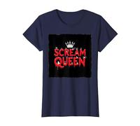 Scream Queen: Espeluznante realeza de Halloween para los fanáticos del Terror Camiseta, Mujer, Azul Marino, 3XL