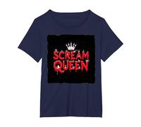 Scream Queen: Espeluznante realeza de Halloween para los fanáticos del Terror Camiseta, Mujer Tallas Grandes, Azul Marino, 3XL Grande