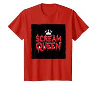 Scream Queen: Espeluznante realeza de Halloween para los fanáticos del Terror Camiseta, Niños, Rojo, 10 años