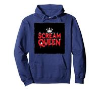 Scream Queen: Espeluznante realeza de Halloween para los fanáticos del Terror Sudadera con Capucha, Unisex para Adultos, Azul Marino, L