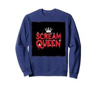 Scream Queen: Espeluznante realeza de Halloween para los fanáticos del Terror Sudadera, Unisex para Adultos, Azul Marino, XXL