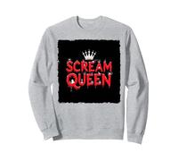 Scream Queen: Espeluznante realeza de Halloween para los fanáticos del Terror Sudadera, Unisex para Adultos, Gris Jaspeado, M