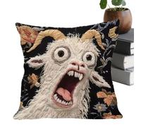 Screaming Goat Pillow Covers - 45x45cm Sofa Cushion Case Decor, Soft Funny Goat Pillow Case 17.72x17.72 Inches | Cushion Cover for Couch, Sofa, Living Room, Dorm, Family Gathering, Home Decoration
