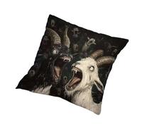 Screaming Goat Pillow - Cushion Case for Dorm Office | 17.7x17.7inch Novelty Crazy Animal Design, Funny Couch Decoration, Bedroom Living Room Sofa Accent, Apartment Home Study Playful Accessory