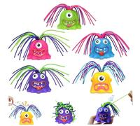 Screaming Monster Toys 5PCS Tirones de cabello Alivio del estrés 6 sonidos Juguetes de gritos ligeros para adultos Niños Lindo juguete de grito divertido de dibujos animados, Color aleatorio Monstruo
