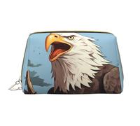 Screaming Vulture - Bolsa de cosméticos de piel de buitre, impermeable, bonita bolsa de aseo de viaje con cremallera, juego de bolsas de almacenamiento de cosméticos para mujer, color marrón, White,