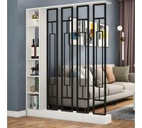 Screen Column Separation,Entrance Hall Partition Screen Column Floor To Ceiling, Privacy Screens Room Partition Post With Storage Compartments, Freestanding Room Divider -White+black-L120cm/47.2in