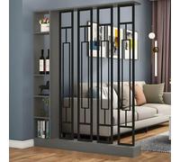 Screen Column Separation,Entrance Hall Partition Screen Column Floor To Ceiling, Privacy Screens Room Partition Post With Storage Compartments, Freestanding Room Divider -Gray+black-L100cm/39.4in
