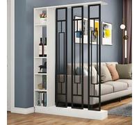 Screen Column Separation,Entrance Hall Partition Screen Column Floor To Ceiling, Privacy Screens Room Partition Post With Storage Compartments, Freestanding Room Divider -White+black-L100cm/39.4in