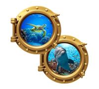 Screen Door Magnets - PVC, 9.45x9.13in Porthole-Themed Magnetic Decorative Stickers | Simulation Marine Animal Screen Protectors For Refrigerator Magnets, Car Doors, Home Decor, Iron Surfaces