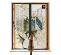 SCREEN DOOR Mosquitera para Ventanas 95x120 cm, Instalación Sencilla, Fibra de Vidrio Ignífuga y Resistente al Desgarro, Cremallera Práctica, Diseño Minimalista, Negro