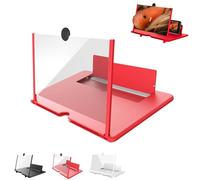 Screen Magnifier New Version, 2025 Upgrade Mobile Phone Magnifier, Pull-out Mobilephone Screen Magnifying Stand, 10/12 Inch HD Mobile Phone Amplifier for Watching Movies Videos (Red,10Inch)