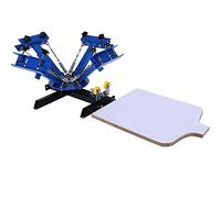 Screen Printing Press 4 Color 1 Station Silk Screen Printing Machine Kit 55Cm*45Cm, Adjustable 360 Degree Rotary Diy Shirt Equipment, For T-Shirt Diy Printing, LJJY-KK