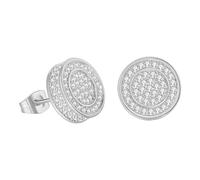 Screw Back Earrings Golden Plated 5A+ Cubic Zirconia Cluster Round Screw On Stud Pendientes mexicanos, talla única, Metal, Sin piedra preciosa