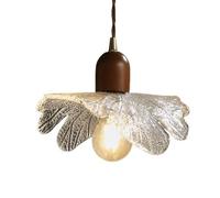 Screw Ceiling Lighting Fixtures,Nordic Retro Style Chandelier,Creative Personality Walnut Glass Hanging Lamp,Bedroom Tearoom Coffee House Decoration Pendant Light