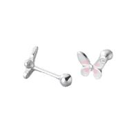 Screw-down small ear bone studs Lovely Butterfly Screw Studs Women and Girls Everyday Wear Accessory Silver Color Jewelry