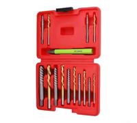Screw Extractor Set 15 Piece Chrome Vanadium Steel with Twist Drill Bits and Coarse Thread Extractors for Removing Rusted Broken or Damaged Screws and Bolts