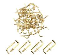 Screw-in Hooks Screws,50Pcs Gold Screw in L Shape Self-Tapping Hook Wall Hanger Copper Plated Right-Angle 7(32mm Hook)
