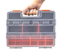 Screw Organizer Box, Stackable Storage Case, 21 Compartment Container Interlocking Parts Organizer, Hardware Storage Tool for Screws Nuts Bolts Fishing Electronics Workshop Use 10.6x7.9x2.4inch