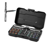 Screwdriver Set, Ratchet Repair Kit, 10,63 x 3,82 x 1,1 pulgadas with T Handle & Bits, Compact Tool for Electronics, Household Appliances, Computers, Laptops and Mobile Phones