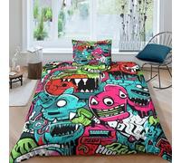 Scribble 500 Thread Count Garabato Funda De Edredón and Fundas De Almohada, Microfibra Suave Quilt Cover, Luxe Soft Transpirable Duvet Bedding Single(135x200cm)