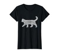 Scribble Cat Abstract Sketch Minimalist Art Camiseta gráfica económica, Mujer, Negro, XS