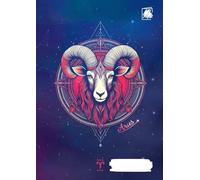 Scribeio Notebook- Aries zodiac sign, Pack of 1 | Ruled | 8.27 x 11.69 inches | Attractive Cover Designs | 120 pages | Notebooks | College, school & ... horoscope, celestial, starry, mystical.