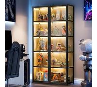 Scribora Vitrina de 5 Pisos De pie, armarios Curio, Puertas de estantería con, Puertas de acrílico Transparente, Vitrina de coleccionista para Sala de Estar, Oficina, Libros. (Doble Puerta Negra)