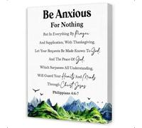 Scripture Canvas Wall Decor Philippians 4:6-7, Be Anxious for Nothing Print, Framed Christian Art for Office, Church Foyer, Sunday School, Ready to Hang Gift Idea(Unframed,16x24inch(40x60cm))