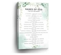 Scripture Wall Art Poster The Names of God Inspirational Christian Decor for Bedroom Living Room(Framed,08x12inch(20x30cm))