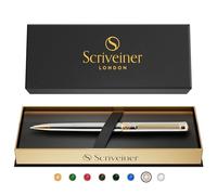 Scriveiner Bolígrafo Bolígrafo de Gama Alta Color Plata Acabado en Chapado en oro auténtico, Recambio Negro Schmidt, Regalos Hombre y Mujer, Bolígrafos Profesionales de Diseño