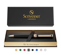 Scriveiner Bolígrafo Bolígrafo de Gama Alta Negro con Chapado en oro auténtico, Recambio Negro Schmidt, Regalos Hombre y Mujer, Bolígrafos Profesionales de Diseño