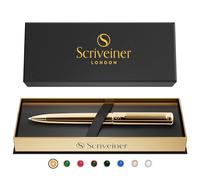 Scriveiner Bolígrafo Bolígrafo Oro de Gama Alta con Chapado en oro auténtico, Recambio Negro Schmidt, Regalos Hombre y Mujer, Bolígrafos Profesionales de Diseño
