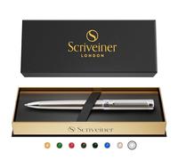 Scriveiner Bolígrafo de Bola de Acero Inoxidable - Impresionante Boli de Lujo con Acabado de Acero Inoxidable, Recarga Negra Schmidt - Set de Regalo para Mujer y Hombre, Profesional, Oficina, Estudiar