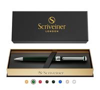 Scriveiner Bolígrafo de lujo verde inglés oscuro, acabado cromado, recarga negra Schmidt, mejor juego de regalo para hombres y mujeres, profesional, director, oficina, bolígrafo de diseño