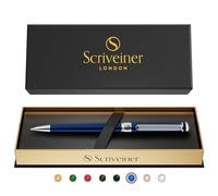 Scriveiner Bolígrafo Midnight Blue, Magnífico Bolígrafo Ballpoint Deluxe Cromado Azul Oscuro Noche, Recambio Negro Schmidt, Perfecto para Regalar a Hombres, Mujeres y Ejecutivos
