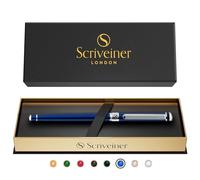 Scriveiner Bolígrafo Midnight Blue, Magnífico Bolígrafo Roller Deluxe Cromado Azul Oscuro Noche, Recambio Tinta Schmidt, Perfecto para Regalar a Hombres, Mujeres y Ejecutivos