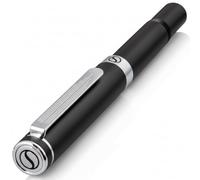 Scriveiner Bolígrafo Rollerball EDC Negro de Lujo, Impresionante Bolígrafo de Bolsillo con Acabado Cromado, Recambio Schmidt Alemán, Buen Regalo, Elegante Set de Bolígrafo de Diseño para Oficina