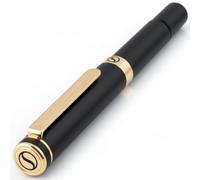 Scriveiner Bolígrafo Rollerball EDC Negro de Lujo, Impresionante Bolígrafo de Bolsillo con Acabado en Chapado en oro auténtico, Recambio Schmidt Alemán, Buen Regalo, Elegante Set de Diseño
