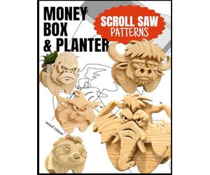Scroll Saw Pattern - Animal-Shaped Planter or Money Box: Decorative Woodworking Project | Layered DIY Design no.2