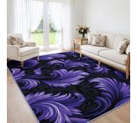 Scrollwork - Alfombra morada para sala de estar, 120 x 170 cm, lavable, barroco, vintage, misteriosa, antideslizante, suave, pelo bajo, para dormitorio, comedor, oficina, guardería, decoración del