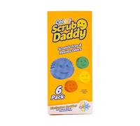 Scrub Daddy Colors Esponja Scrub Daddy, Estropajo Cara Sonriente Limpieza Anti-Rayaduras, Esponja Lavable Antibacteriana y Reutilizable para Cocina y Baño, con Tecnología Flextexture - Paquete de 6