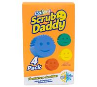 Scrub Daddy Colors Esponja Scrub Daddy, Estropajo Cara Sonriente Limpieza Anti-Rayaduras, Esponja Lavable Antibacteriana y Reutilizable para Cocina y Baño, con Tecnología Flextexture - Paquete de 4