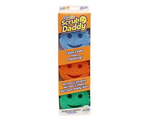 Scrub Daddy Colors, Estropajo Cara Sonriente Limpieza Anti-Rayaduras, Esponja Lavable Antibacteriana y Reutilizable para Cocina y Baño, con Tecnología Flextexture - Paquete de 3