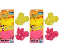 Scrub Daddy Disney Mickey Mouse & Minnie Mouse Pack Doble de esponjas para Fregar, Esponjas para Limpiar y Fregar, Estropajos de Cocina Que no Rayan con FlexTexture, Estropajo para Fregar Platos