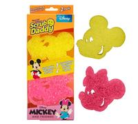 Scrub Daddy Disney Mickey Mouse & Minnie Mouse Pack Doble de esponjas para Fregar, Esponjas para Limpiar y Fregar, Estropajos de Cocina Que no Rayan con FlexTexture, Estropajo para Fregar Platos